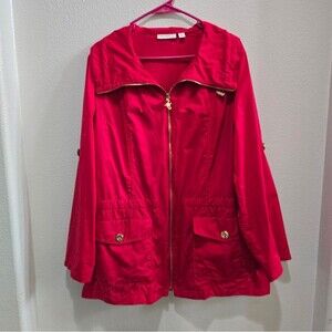 Susan Graver Red lightweight zip up jacket size 1X